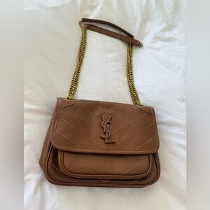 Yves Saint Laurent Brown Quilted Leather Shoulder Bag